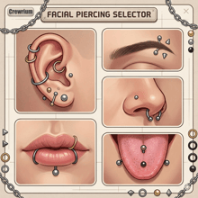 Piercings selector - female version