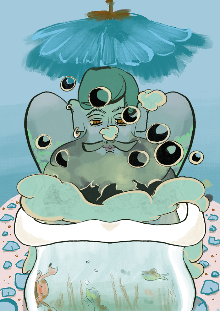 Deity of Evaporation, Natural Cycles, and Fog made with Mustache bath time
