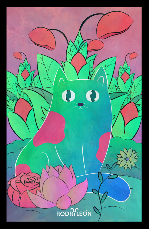 Little magical cat made with CATS AND PLANTS