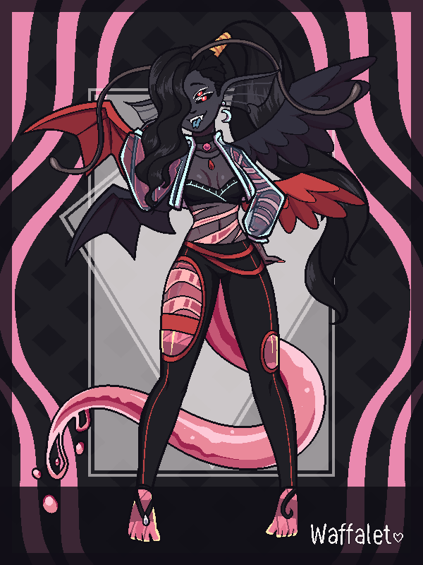 Hybrid: Half angel, Half demon & Half Slime: Luna! made with Monster girl maker