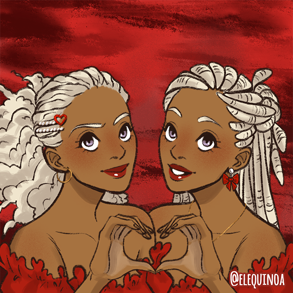 the dragon twins made with Valentines Sweethearts - F/F
