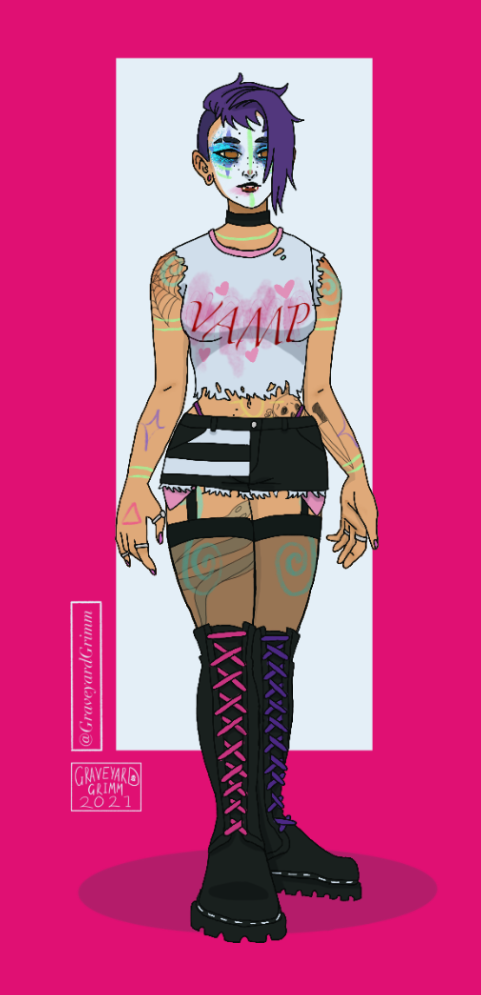 trash punk clown made with Violet Sky dress up game (oc)