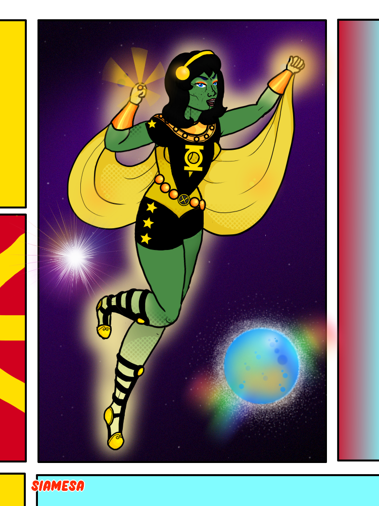 Yellow Lantern made with Vintage Superheroine