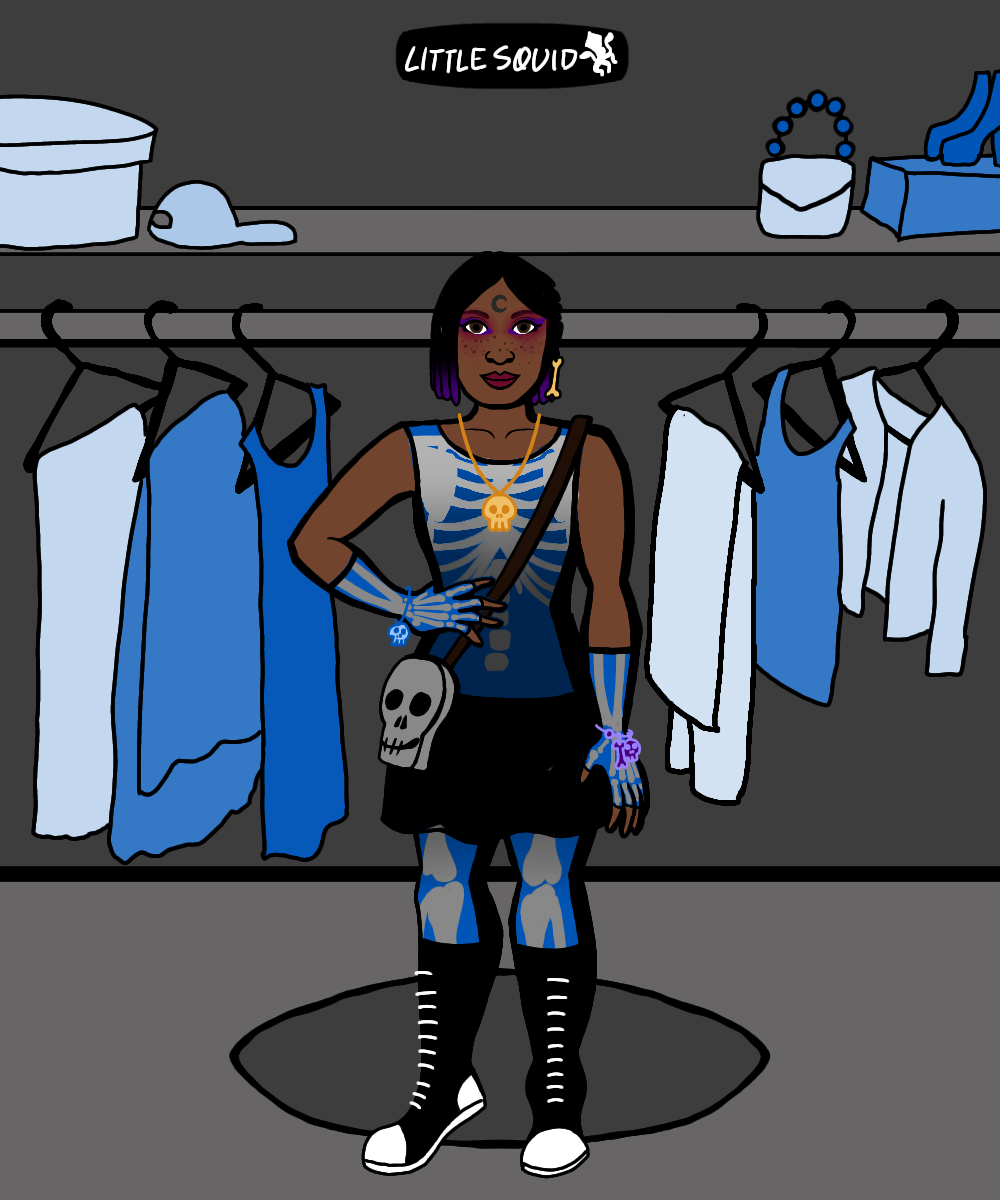 Blues and Bones made with Skeletons in the Closet