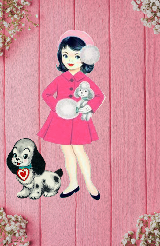 Vintage Valentine made with Miss Valentine - Vintage Paper Doll